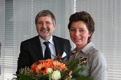 Monica Theodorescu mit Gastgebers Manfred Rube, BW-Bank